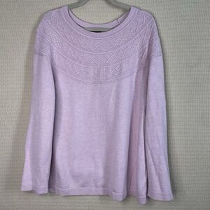 Talbots Holiday Fair Isle Crewneck Sweater Plus Size 2X Pink Cotton Cashmere